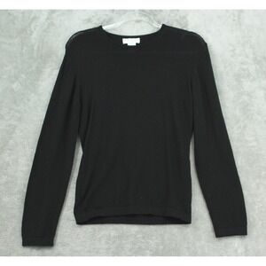 Anna Meazza Sweater Womens Small Merino Wool Lightweight Knit Pullover Black